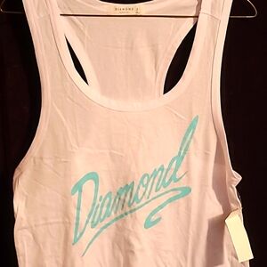 Diamond Supply Co White and Teal Tank Top